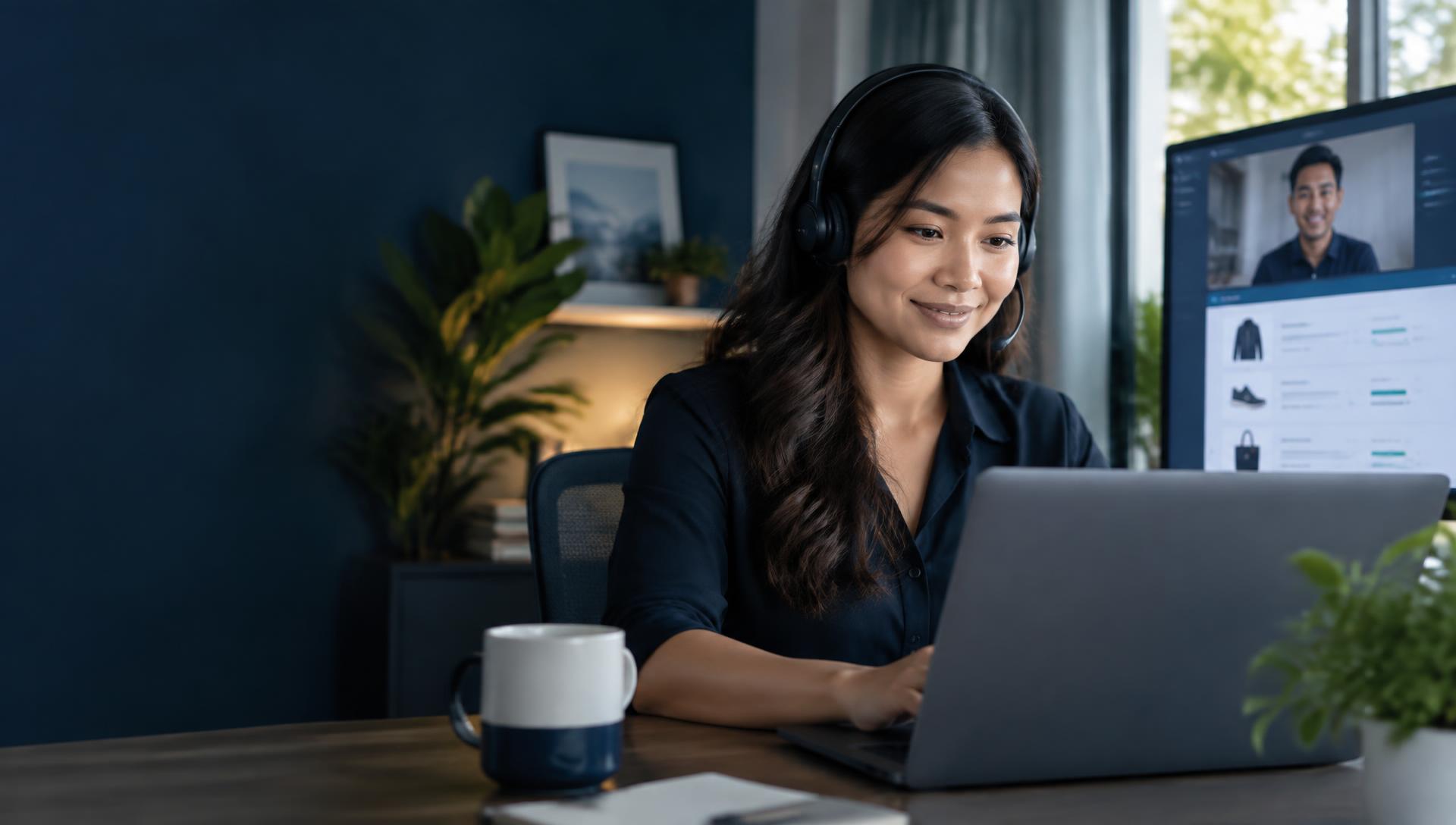 Remote customer support professional working from a modern home office